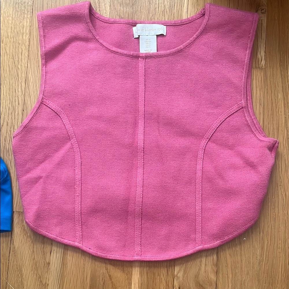 House of Harlow 1960 Pink Fitted Crop Tank Top
